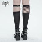 DEVIL FASHION Women's Punk Asymmetrical Mesh Splice Socks with Garter