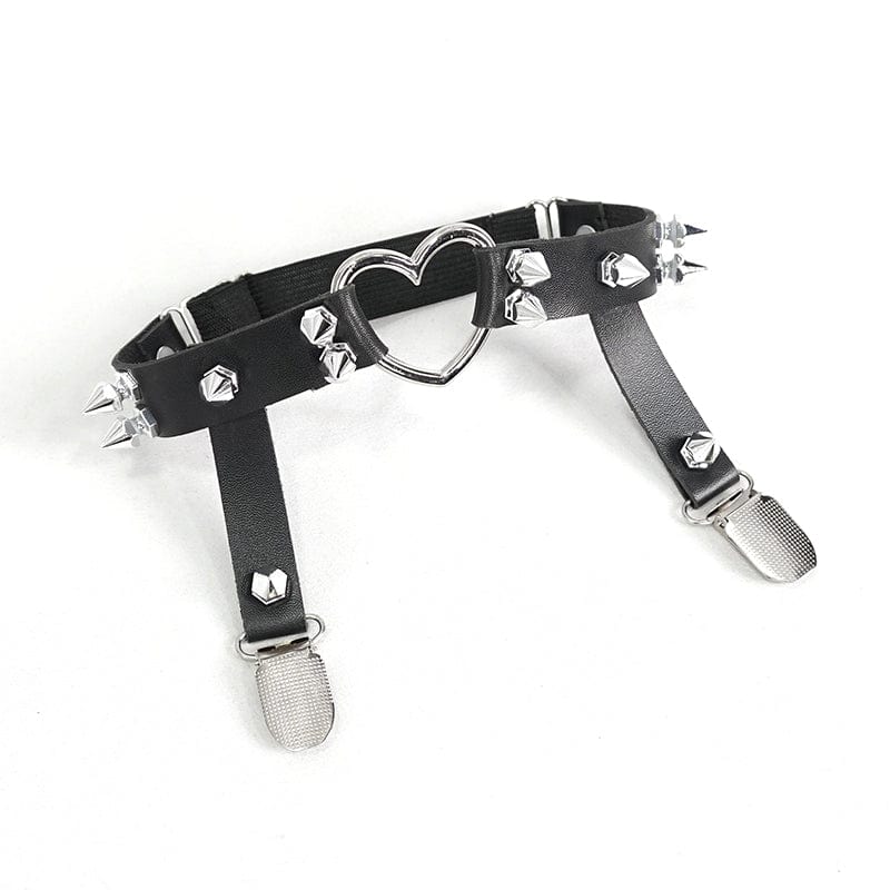 DEVIL FASHION Women's Punk Asymmetrical Mesh Splice Socks with Garter