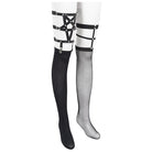 DEVIL FASHION Women's Punk Asymmetrical Studded Socks with Garter