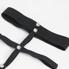 DEVIL FASHION Women's Punk Asymmetrical Studded Socks with Garter