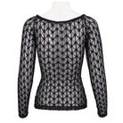 DEVIL FASHION Women's Punk Beaded Sheer Mesh Shirt