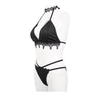 Women's Punk Black Triangle Lace Bikini