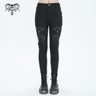 DEVIL FASHION Women's Punk Buckle Splice Skinny Pants