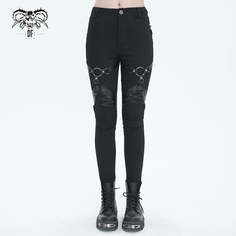 Women's Gothic Mesh Splice Chain Leggings – Punk Design