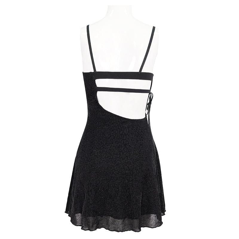 DEVIL FASHION Women's Punk Cutout Asymmetrical Strappy Slip Dress