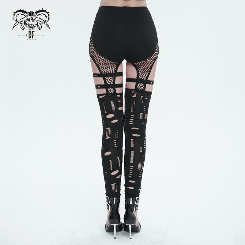 Women's Punk Cutout Mesh Splice Leggings – Punk Design