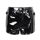 DEVIL FASHION Women's Punk Cutout Patent Leather Shorts