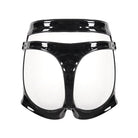 DEVIL FASHION Women's Punk Cutout Patent Leather Shorts