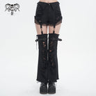 DEVIL FASHION Women's Punk Detachable Mesh Splice Ripped Pants