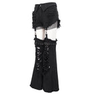 DEVIL FASHION Women's Punk Detachable Mesh Splice Ripped Pants
