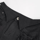 DEVIL FASHION Women's Punk Detachable Mesh Splice Ripped Pants