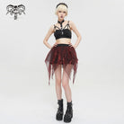 DEVIL FASHION Women's Punk Faux Patent Leather Splice Halter Bustier