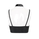 DEVIL FASHION Women's Punk Faux Patent Leather Splice Halter Bustier