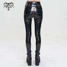 DEVIL FASHION Women's Punk Faux Patent Leather Star Zipper Leggings