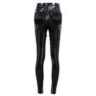 DEVIL FASHION Women's Punk Faux Patent Leather Star Zipper Leggings