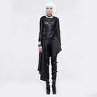 DEVIL FASHION Women's Punk Irregular Hem Faux Leather Waistcoat