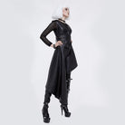 DEVIL FASHION Women's Punk Irregular Hem Faux Leather Waistcoat