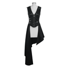 DEVIL FASHION Women's Punk Irregular Hem Faux Leather Waistcoat