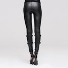 DEVIL FASHION Women's Punk Lacing-up Cutout Faux Leather Leggings