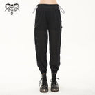 DEVIL FASHION Women's Punk Mesh Buttoned Jogger Pants