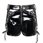 DEVIL FASHION Women's Punk Mesh Splice Patent Leather Shorts