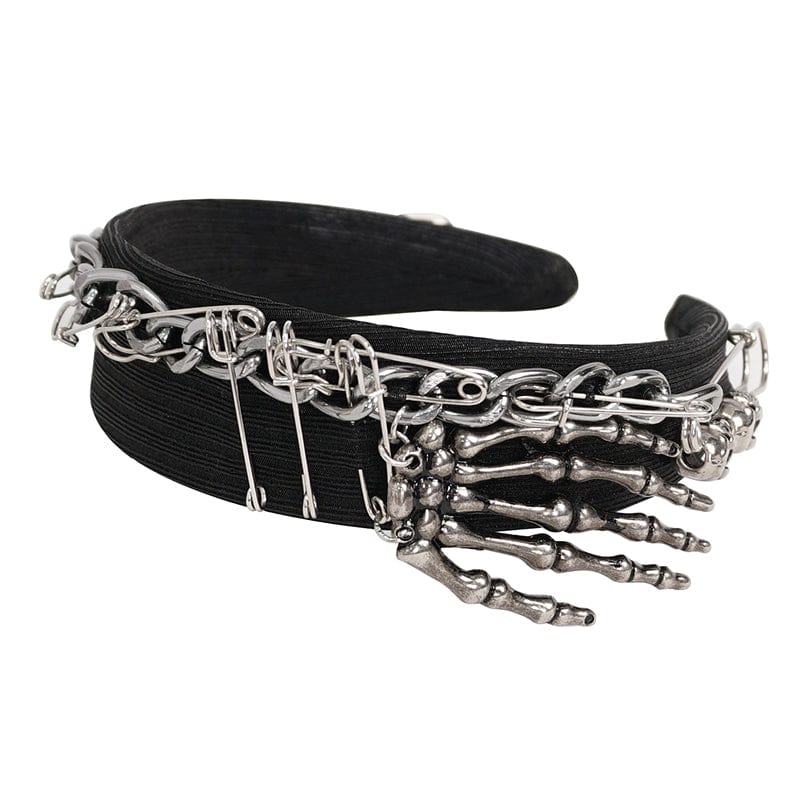 DEVIL FASHION Women's Punk Metal Skeleton Splice Hair Band