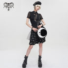 DEVIL FASHION Women's Punk Moon Skull Faux Patent Leather Bag