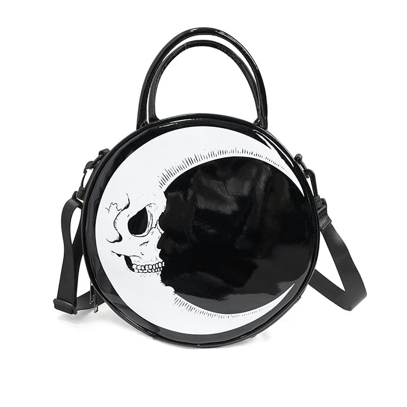 DEVIL FASHION Women's Punk Moon Skull Faux Patent Leather Bag
