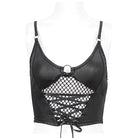 DEVIL FASHION Women's Punk Plunging Mesh Splice Tank Top