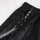 DEVIL FASHION Women's Punk Ripped Metal Chain Lantern Pants