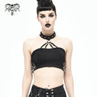 DEVIL FASHION Women's Punk Rivets Skull Halterneck Bustier