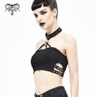 DEVIL FASHION Women's Punk Rivets Skull Halterneck Bustier