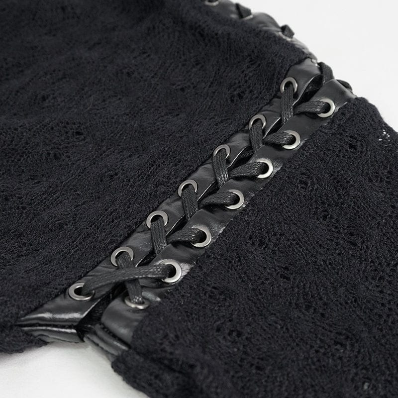 DEVIL FASHION Women's Punk Stitching Zipper Short Sweater