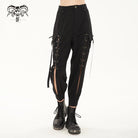 DEVIL FASHION Women's Punk Strappy Big-pocket Jogger Pants