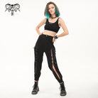 DEVIL FASHION Women's Punk Strappy Big-pocket Jogger Pants