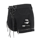 DEVIL FASHION Women's Punk Strappy Irregular Ripped Shorts