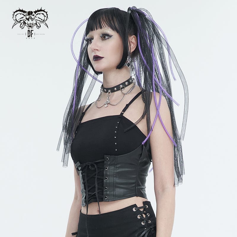 DEVIL FASHION Damen Punk Strappy Splice Tank Top