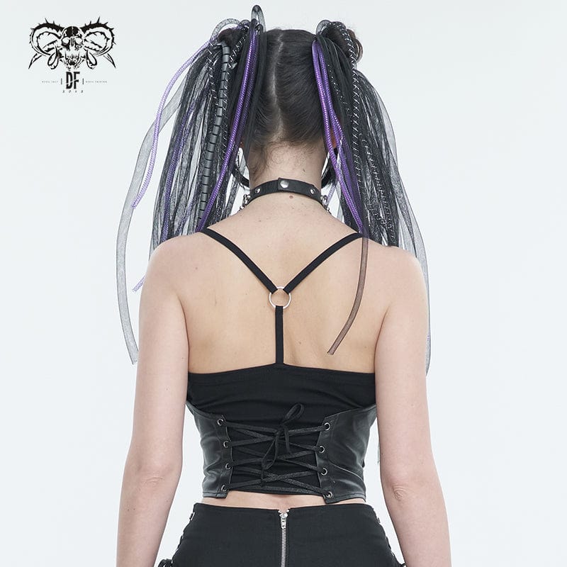 DEVIL FASHION Damen Punk Strappy Splice Tank Top