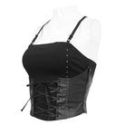 DEVIL FASHION Damen Punk Strappy Splice Tank Top