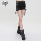 DEVIL FASHION Women's Punk Strappy Tie-dyed Buckle Shorts