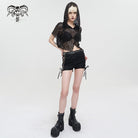 DEVIL FASHION Women's Punk Strappy Tie-dyed Buckle Shorts