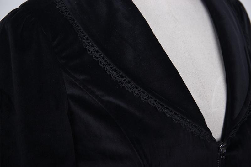 DEVIL FASHION Women's Shawl Collar Short Vintage Jacket