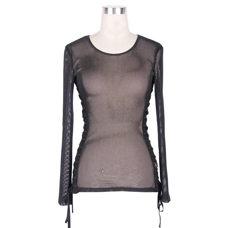 Women's Sheer Mesh Cross Hatch Top