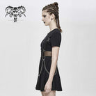 Women's Sheer Waist Rings&Chains Black Little Dresses With Detachable Chain