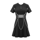 Women's Sheer Waist Rings&Chains Black Little Dresses With Detachable Chain