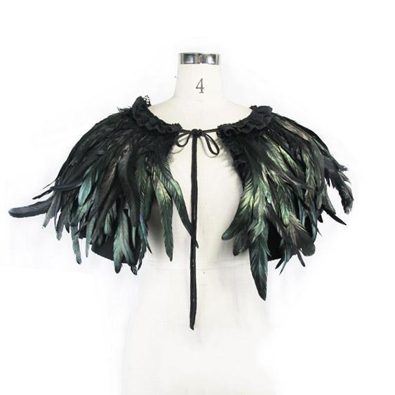 Women's Short Goth Feathered Cape