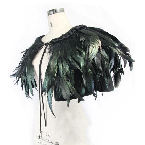 Women's Short Goth Feathered Cape