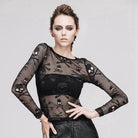 DEVIL FASHION Women's Skull Net Short Goth Top