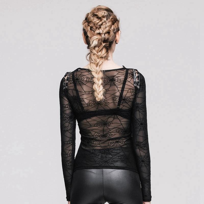 DEVIL FASHION Women's Spiderweb Short Goth Top