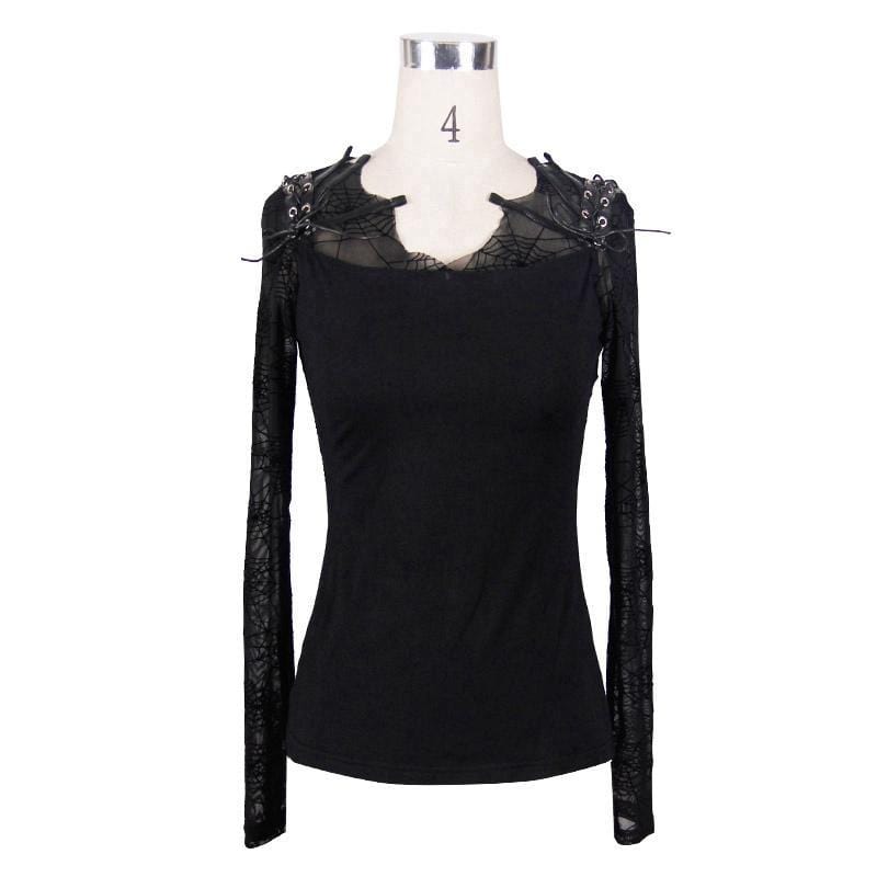 DEVIL FASHION Women's Spiderweb Short Goth Top